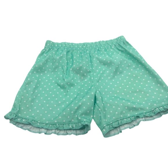 Carters Girls Polka Dot Ruffle Shorts, Green, Sz. 6 - Picture 1 of 6